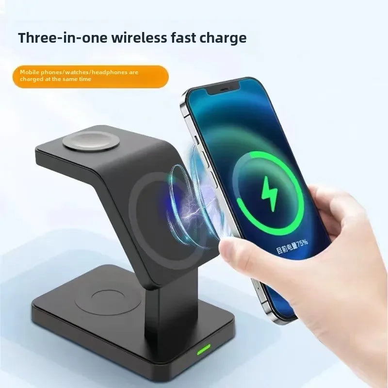 Charger 3-In-1 Wireless Charging Station Portable Charger Fast Charge Smartphone Charging Dock Phone Holder Smartwatch