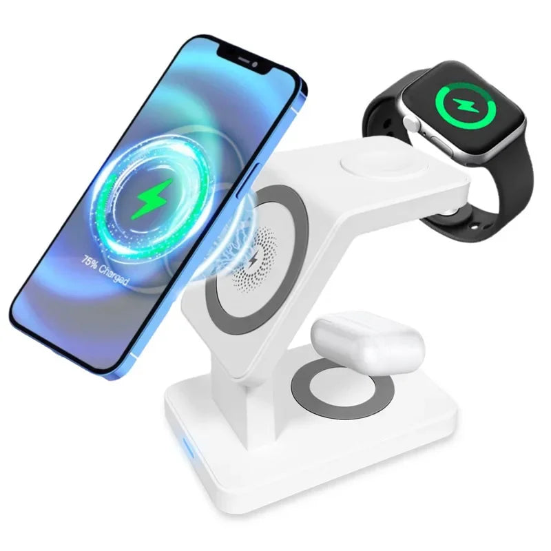 Charger 3-In-1 Wireless Charging Station Portable Charger Fast Charge Smartphone Charging Dock Phone Holder Smartwatch